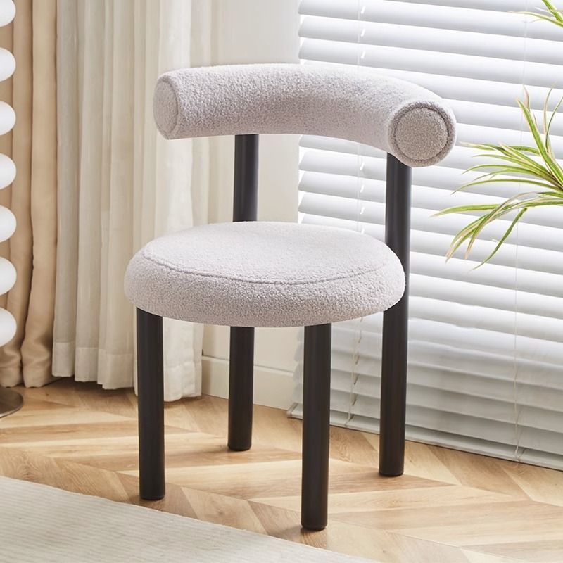 Nordic Lambswool Metal Vanity Stool — Gray
