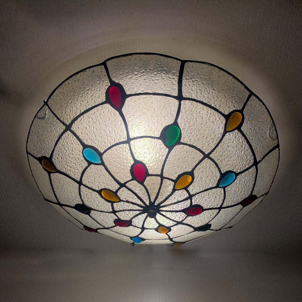 Traditional Tiffany Shell Bead Stained Glass Flush Light — A / 220V-240V For UK/AU
