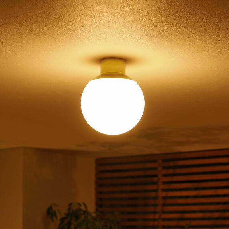 Japanese Round Ball Glass Brass Flush Ceiling Light