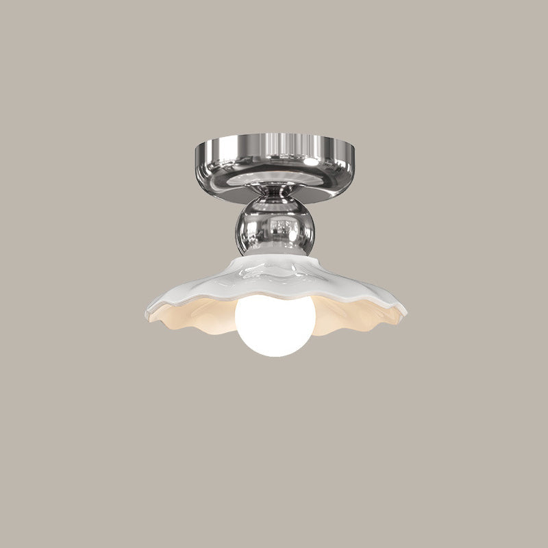 Modern Cream Iron Lace Round 1-Light Ceiling Light — C / Silver / 220V-240V For UK/AU