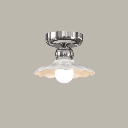 Modern Cream Iron Lace Round 1-Light Ceiling Light — C / Silver / 220V-240V For UK/AU