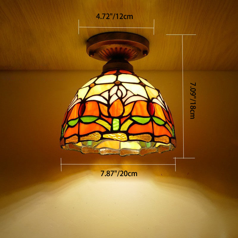 Traditional Tiffany Tulip Stained Ceiling Light