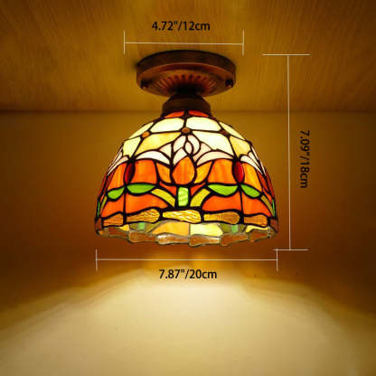 Traditional Tiffany Tulip Stained Ceiling Light