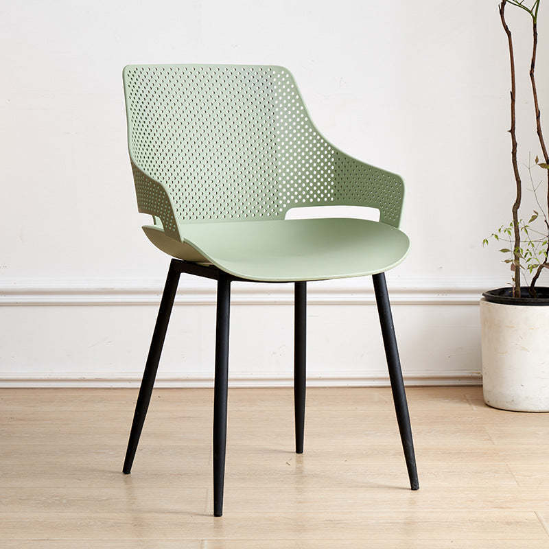 Minimalist Plastic Iron Dining Chair With Armrest