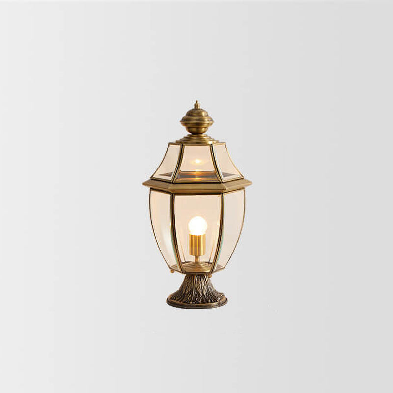 European Copper Clear Glass Lantern Post Landscape Light