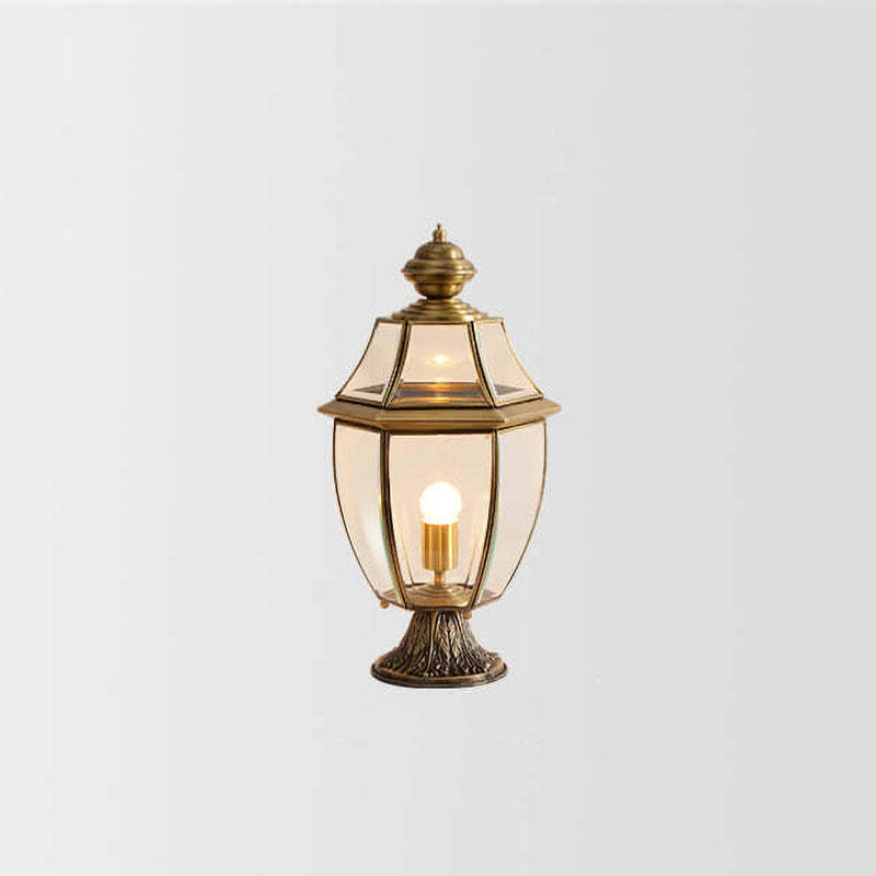 European Copper Clear Glass Lantern Post Landscape Light