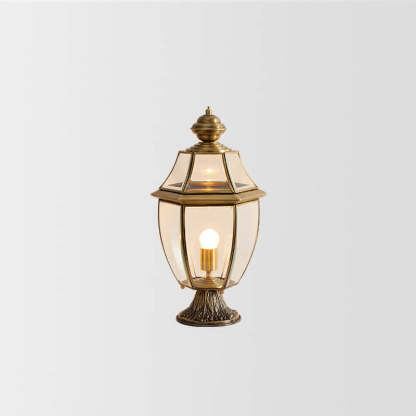 European Copper Clear Glass Lantern Post Landscape Light