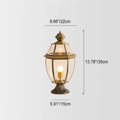 European Copper Clear Glass Lantern Post Landscape Light