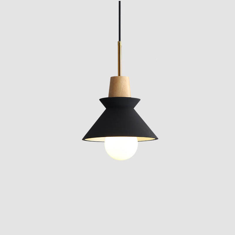 Nordic Macaron Wood Cement Pendant Light