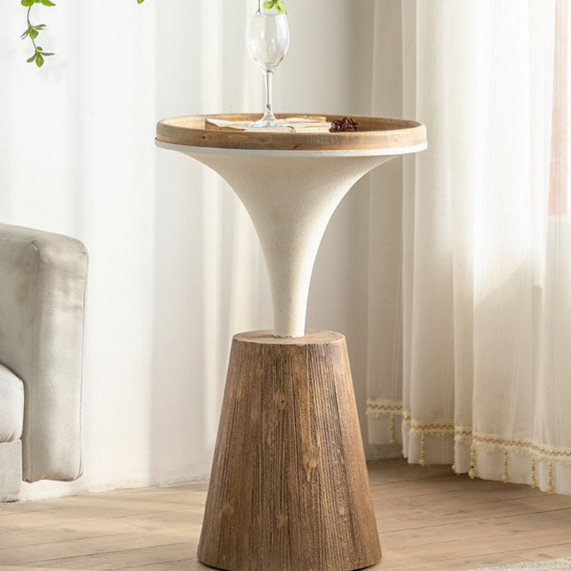 European Round Wood Iron Coffee Table