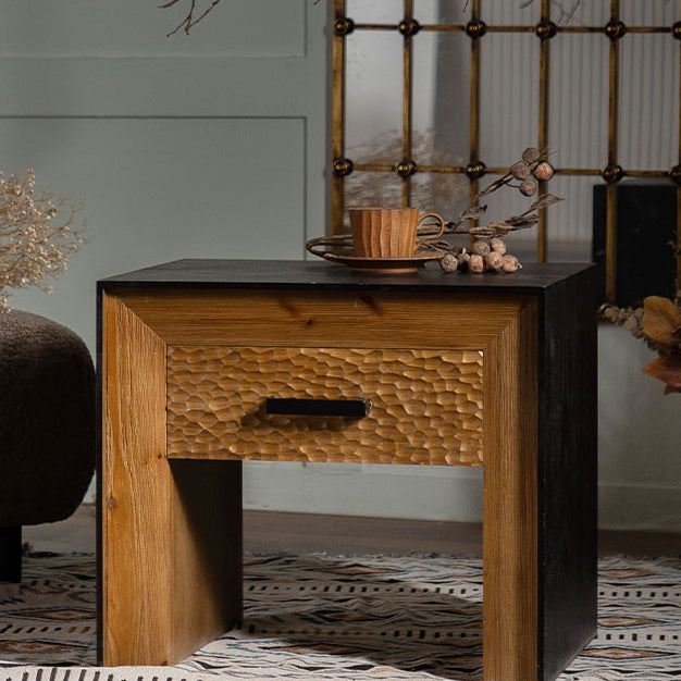 Vintage Solid Wood Engineered Wood Veneer Side Table — B