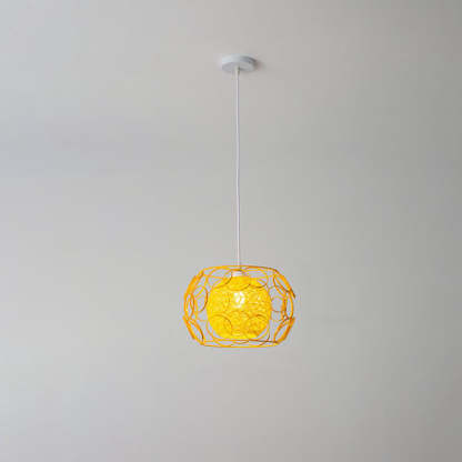 Nordic Woven Hemp Ball Iron Drum Pendant