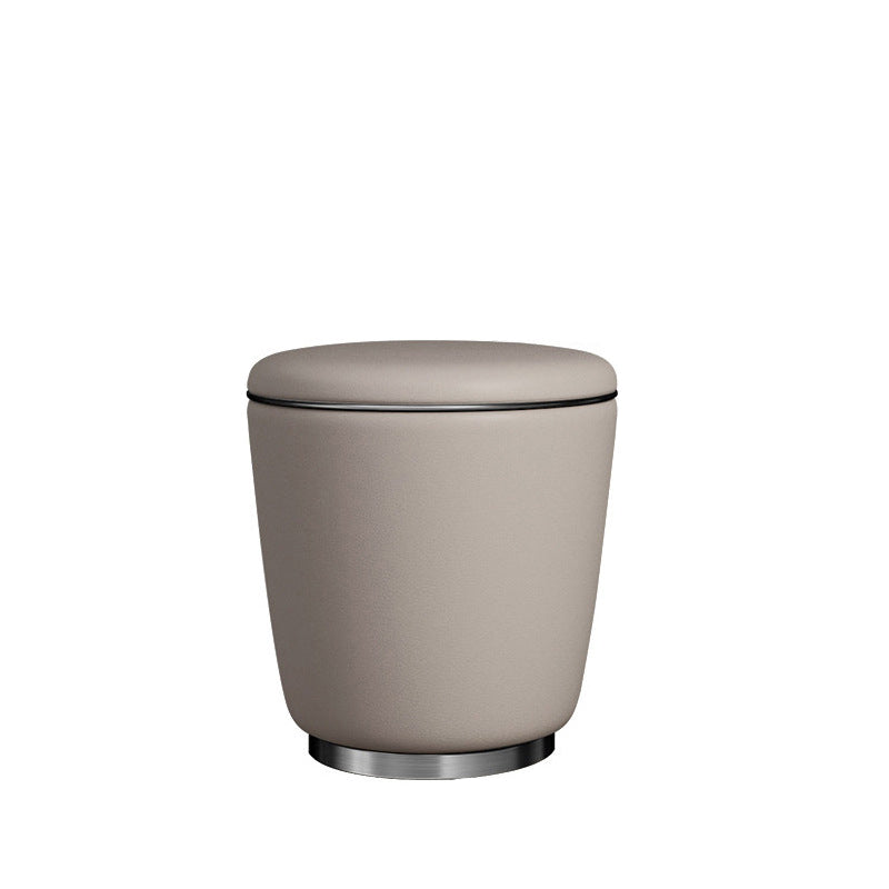Contemporary Minimalist Leather Round Vanity Stool