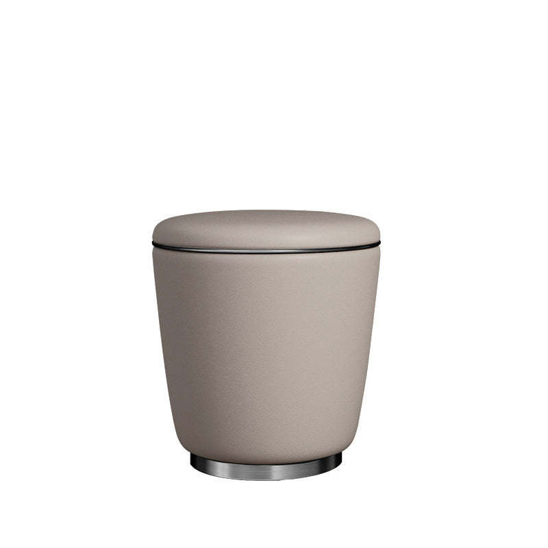 Contemporary Minimalist Leather Round Vanity Stool