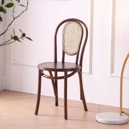 Vintage Rattan Woven Wooden Dining Chair