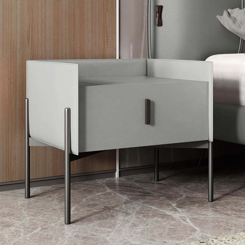 Gray leather carbon decor footstools - nordic — Light Gray