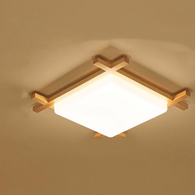 Modern Solid Wood Japanese Tatami LED Flush Mount Light