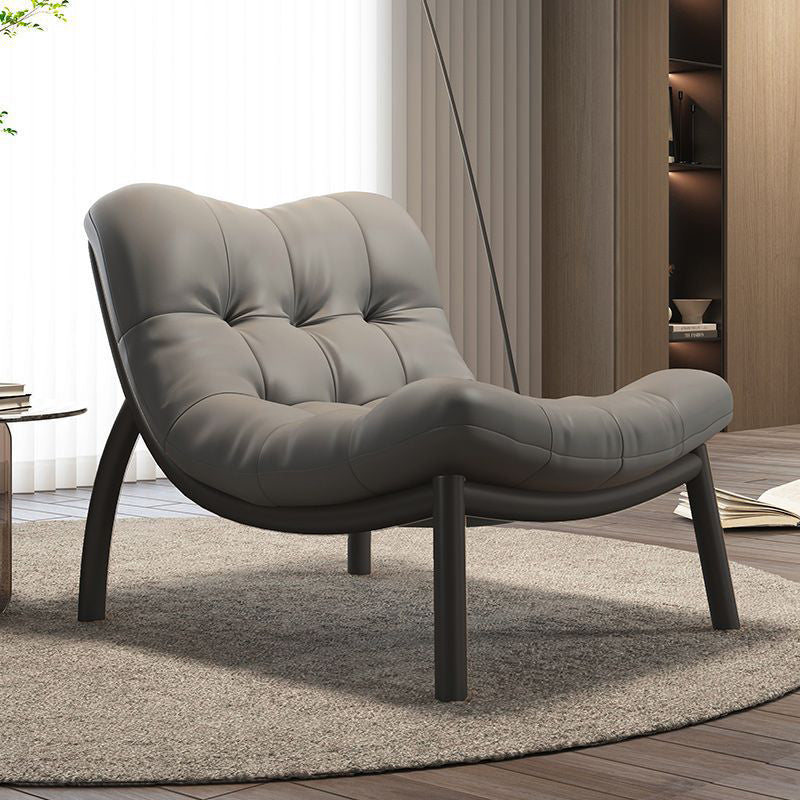 Scandinavian Upholstered Leather Steel Sofa — Black / Yellow