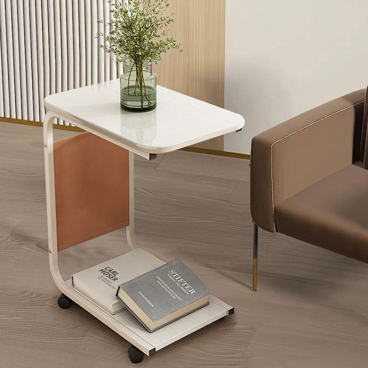 Minimalist Steel Side Table on Wheels — Black