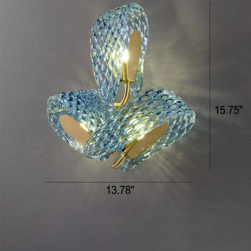 Modern Luxury Blue Floral Glass Sconce — White Light (5000K) / 220V-240V For UK/AU