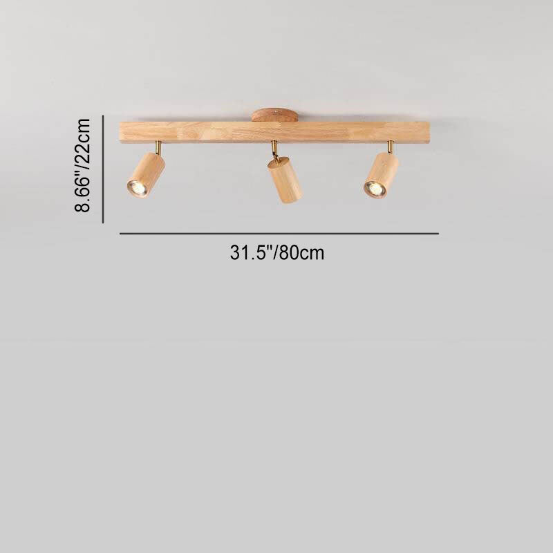 Japanese Wooden Track LED Semi-Flush Ceiling Light