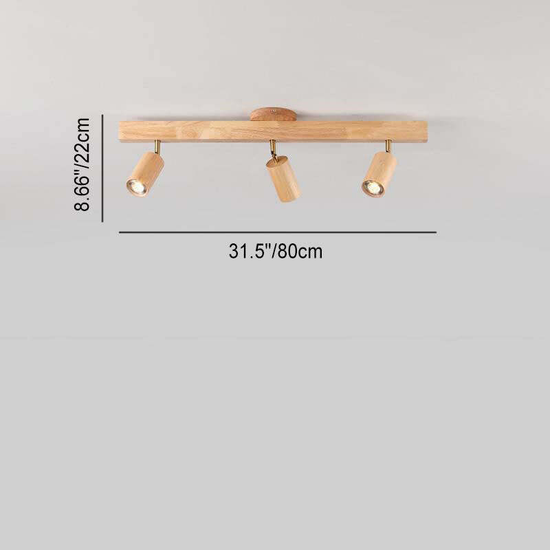Japanese Wooden Track LED Semi-Flush Ceiling Light