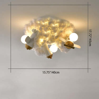 Modern Spray Airplane Cotton Kids Flush Ceiling Light