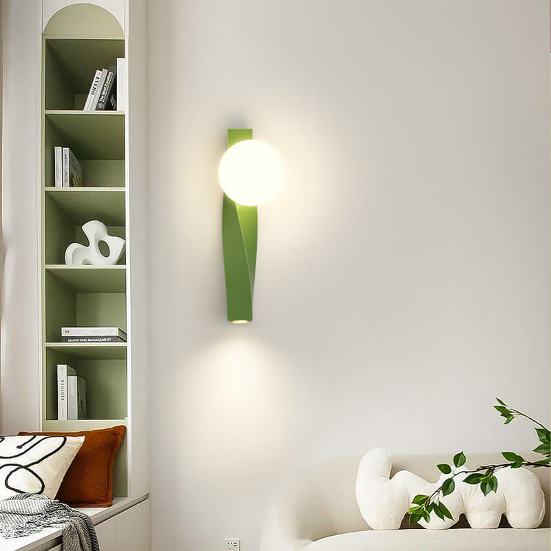 Nordic Minimalist Cream Plastic Long Sphere Wall Sconce