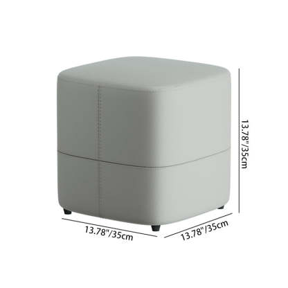Minimalist Microfiber Leather Solid Wood Low Stool — Khaki Color
