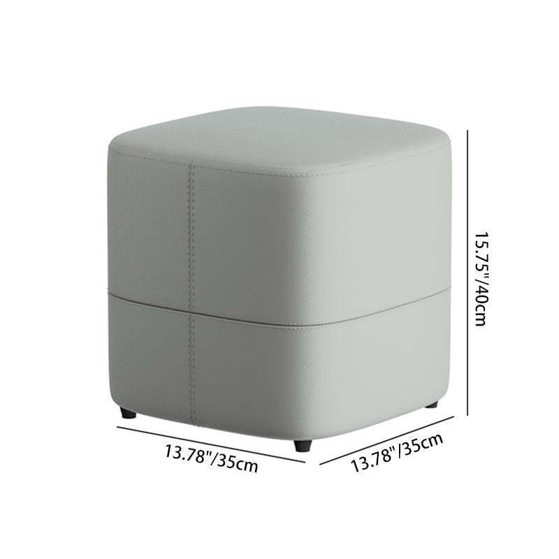 Minimalist Microfiber Leather Solid Wood Low Stool — Black