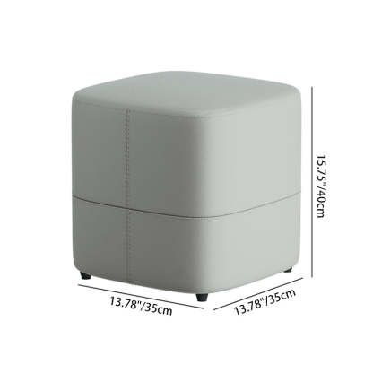 Minimalist Microfiber Leather Solid Wood Low Stool — Black