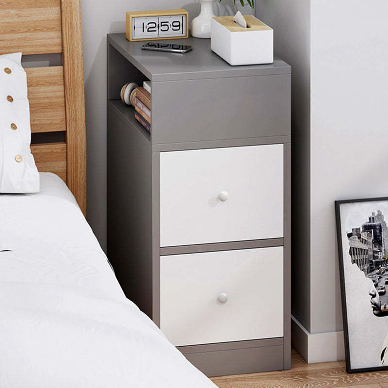Scandinavian Artificial Panel 2-Drawer Nightstand — Gray