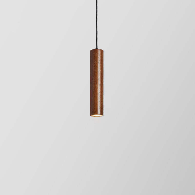 Minimalist Rubberwood Cylinder Spotlight LED Pendant Light