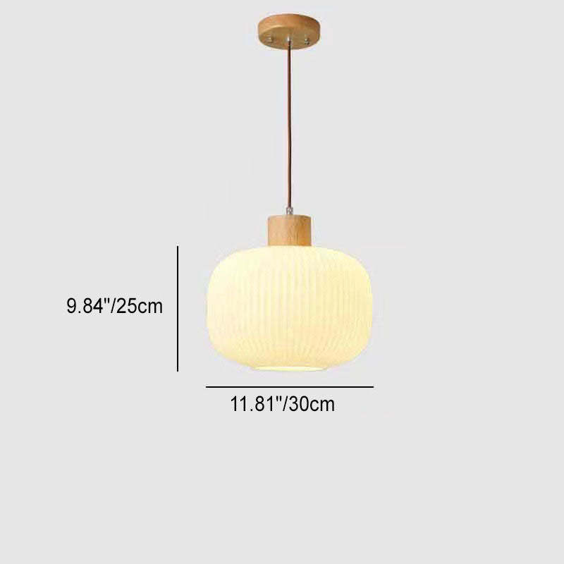 Japanese Log Wood Glass Jar Island Chandelier