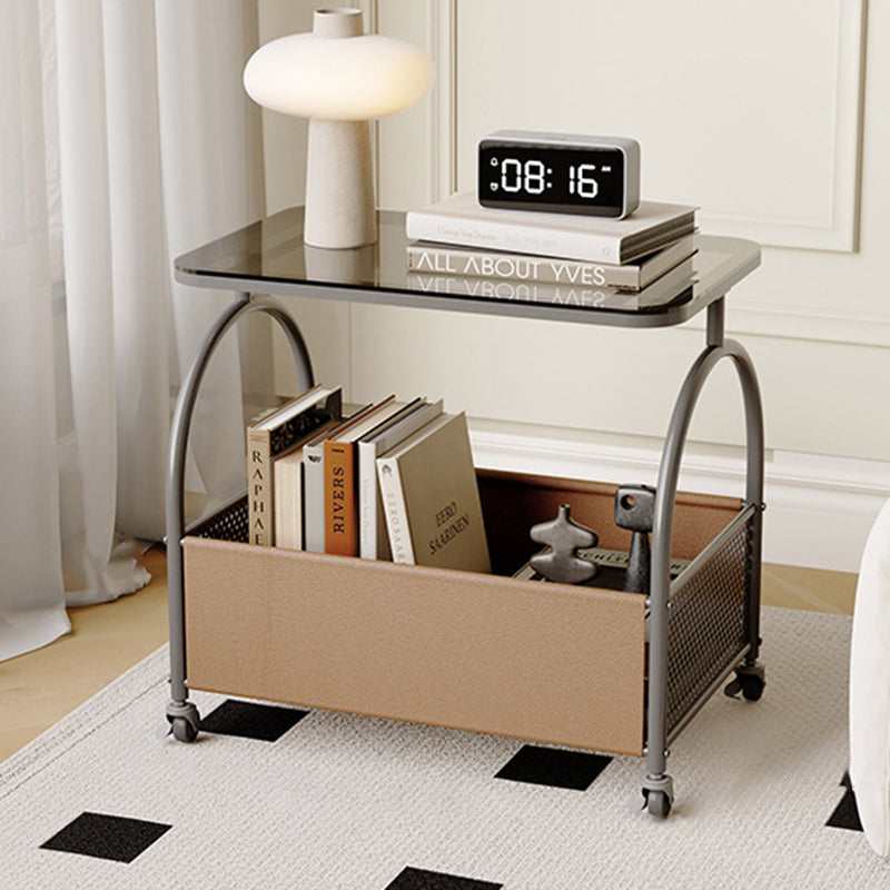 Contemporary Movable Tempered Glass End Table — Black