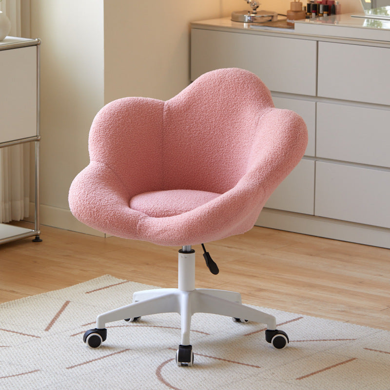 Minimalist Plum Lambswool Metal Vanity Stool