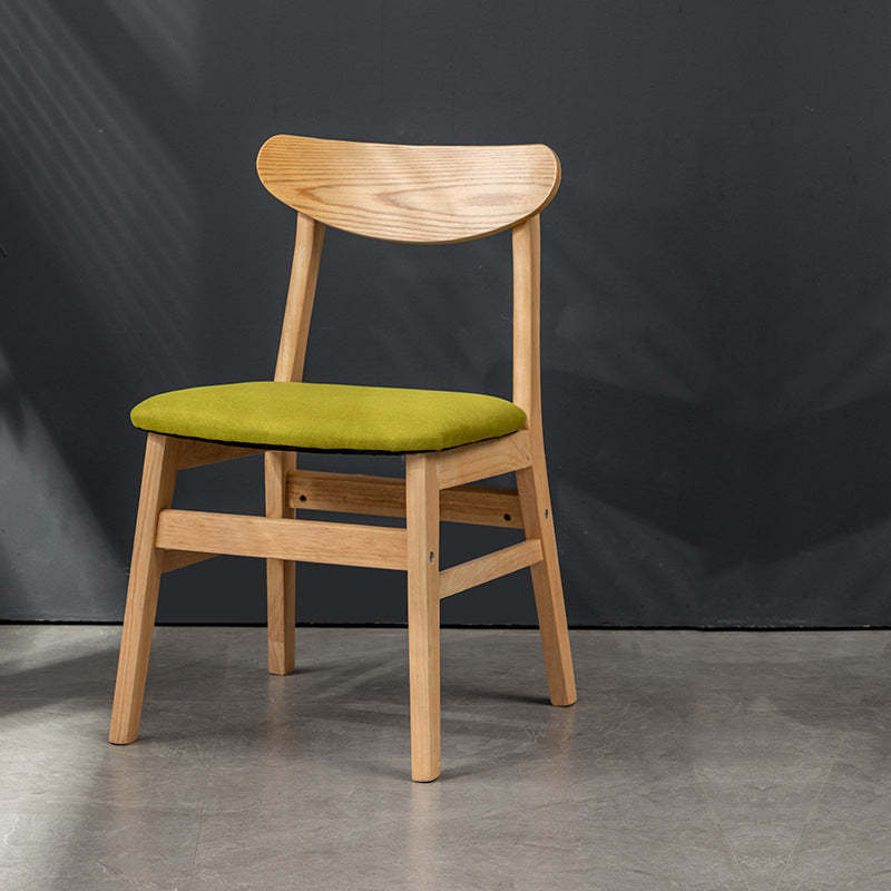 Retro Linen Upholstered Wood Dining Chair — Green Linen