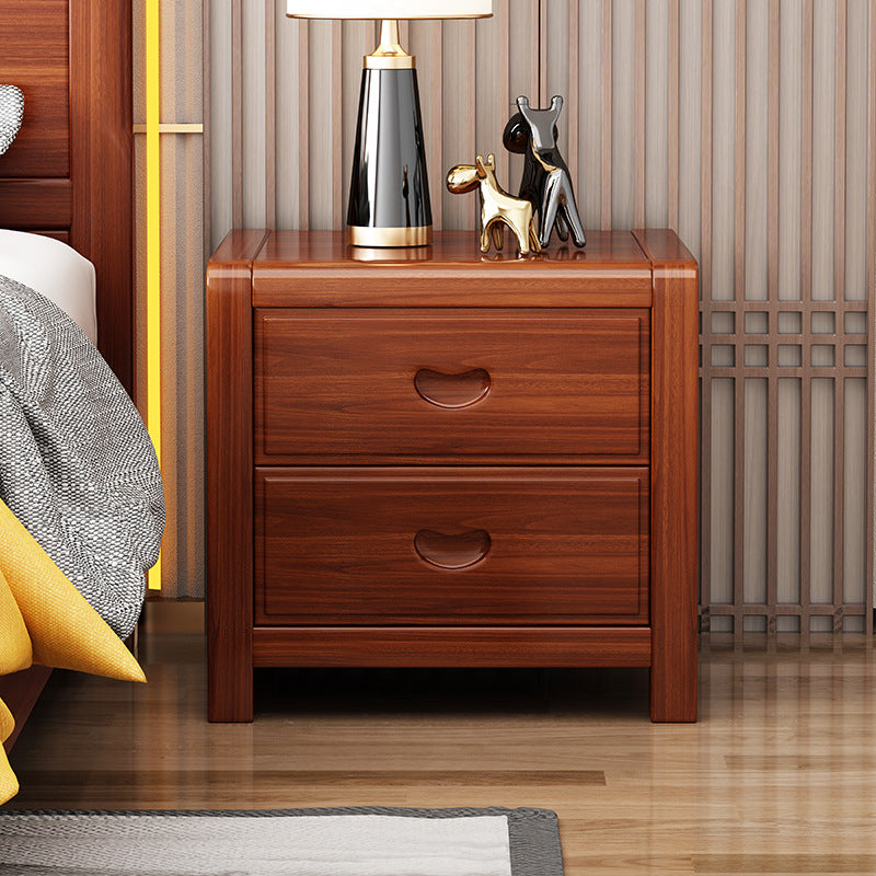 Vintage Rectangular Wood 2-Drawer End Table — Bright Walnut