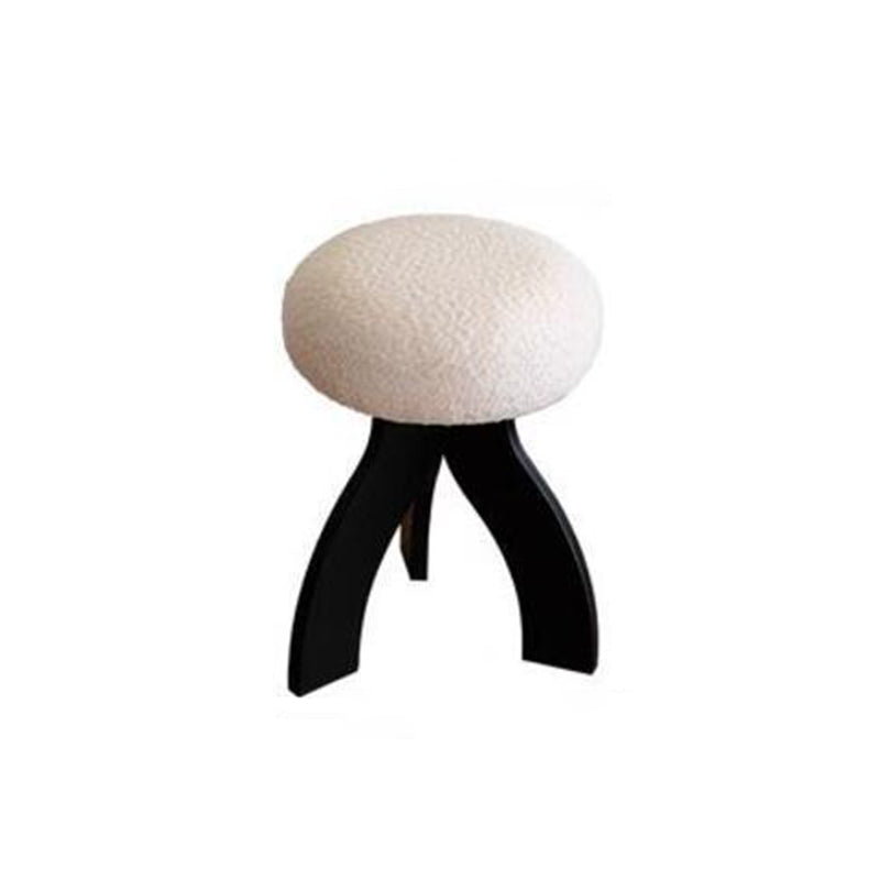 Contemporary Round Lambswool Velvet Footstool
