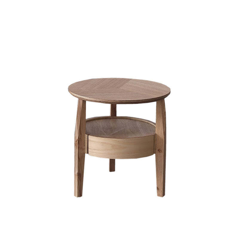 Minimalist Round Wood Double Coffee Table