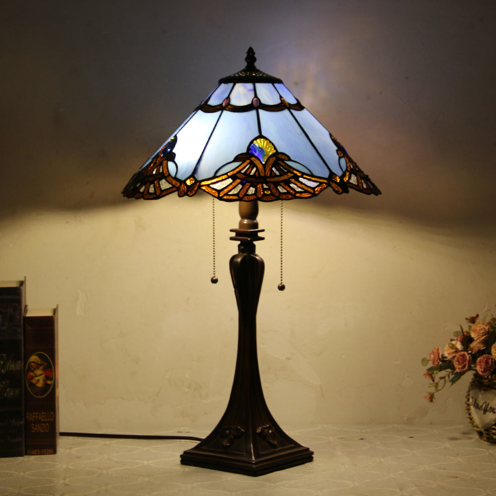 Tiffany Mediterranean Stained Glass Cone 2-Light Table Lamp — A / 220V-240V For UK/AU