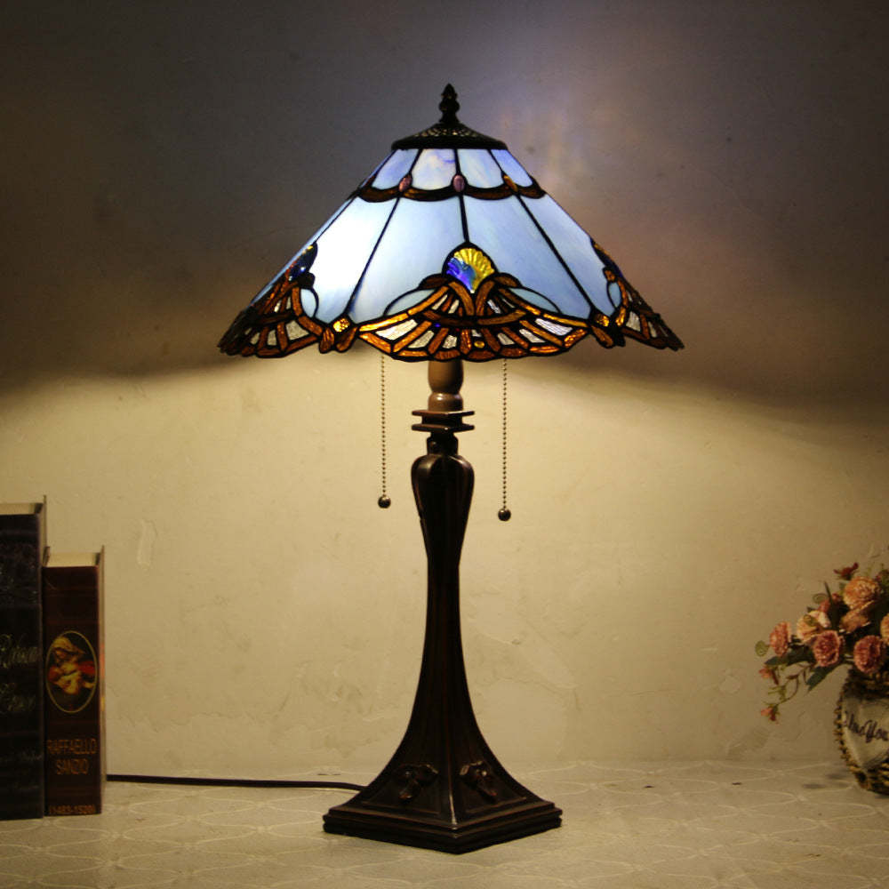 Tiffany Mediterranean Stained Glass Cone 2-Light Table Lamp — A / 220V-240V For UK/AU