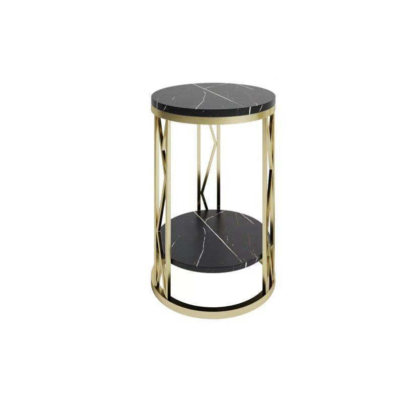 Luxury Round Iron Rock Slab Coffee Table