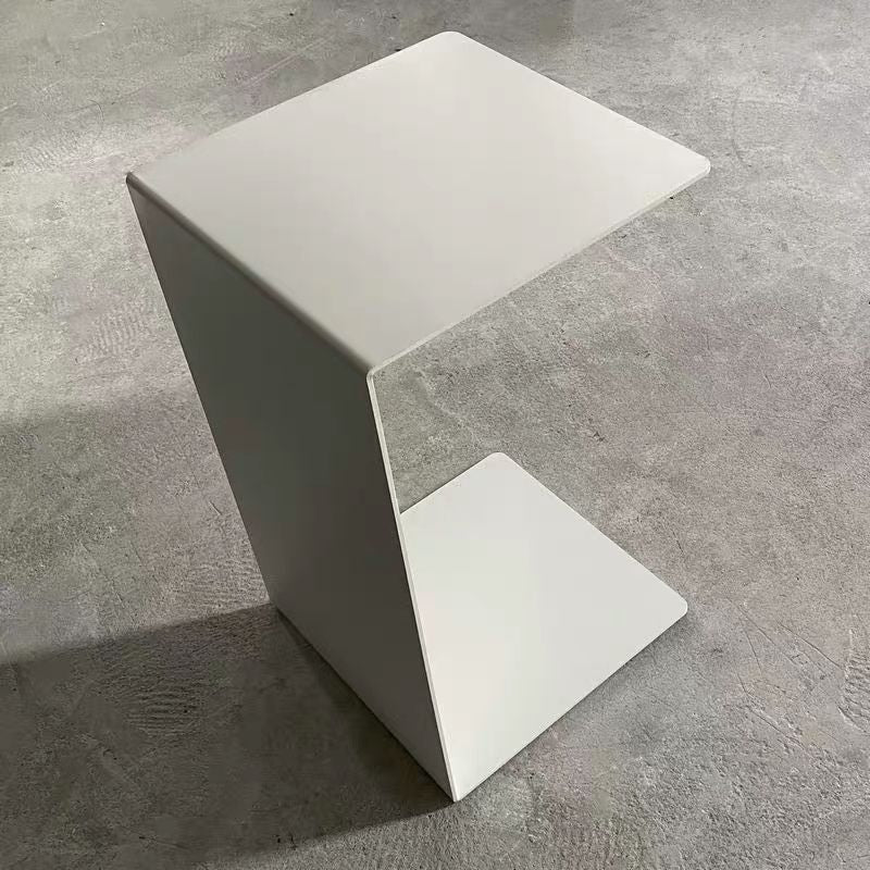 Minimalist Rectangular Steel End Table — White