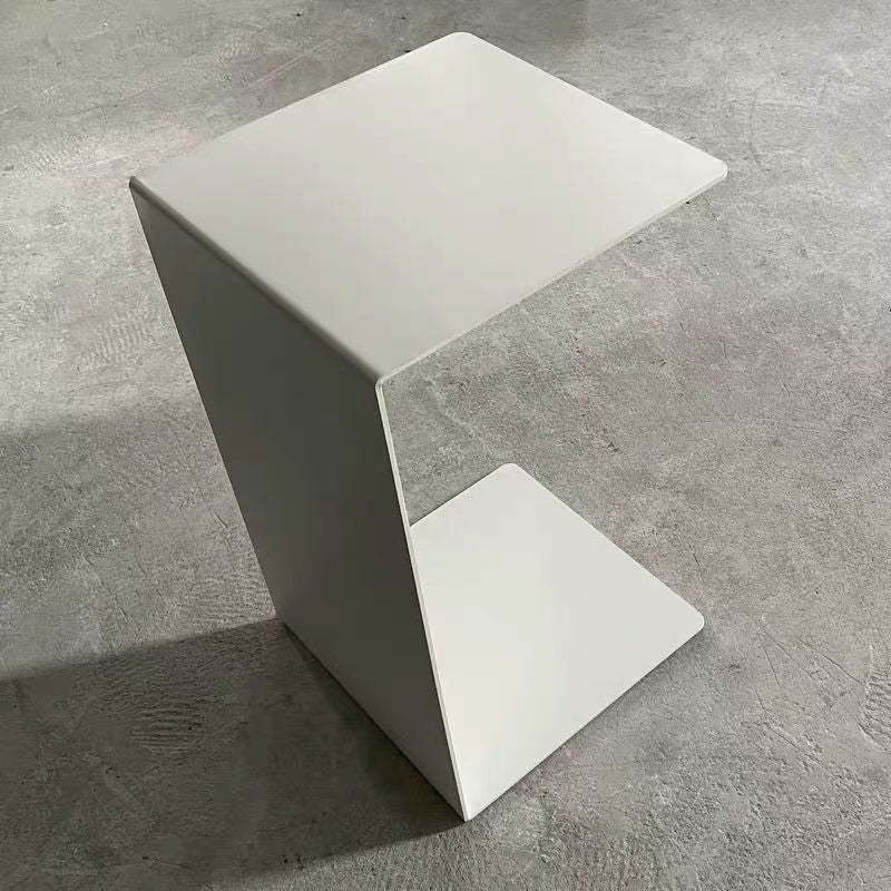 Minimalist Rectangular Steel End Table — White