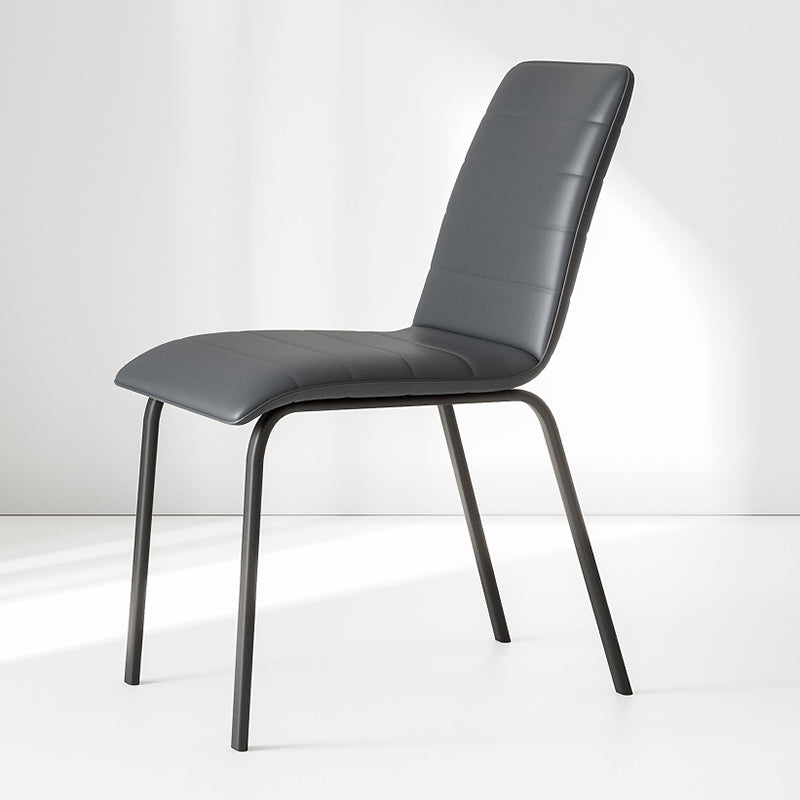 Minimalist Striped Leather Steel Dining Chair
