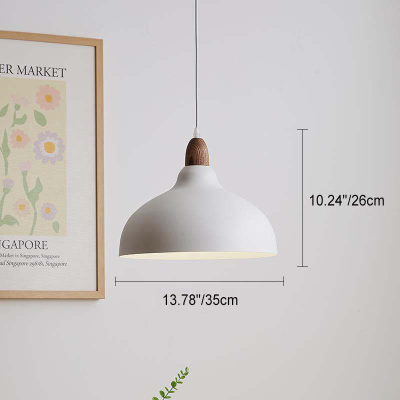 Japanese Solid Wood Dome Pendant Light