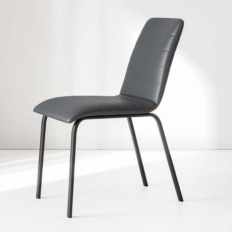 Minimalist Striped Leather Steel Dining Chair