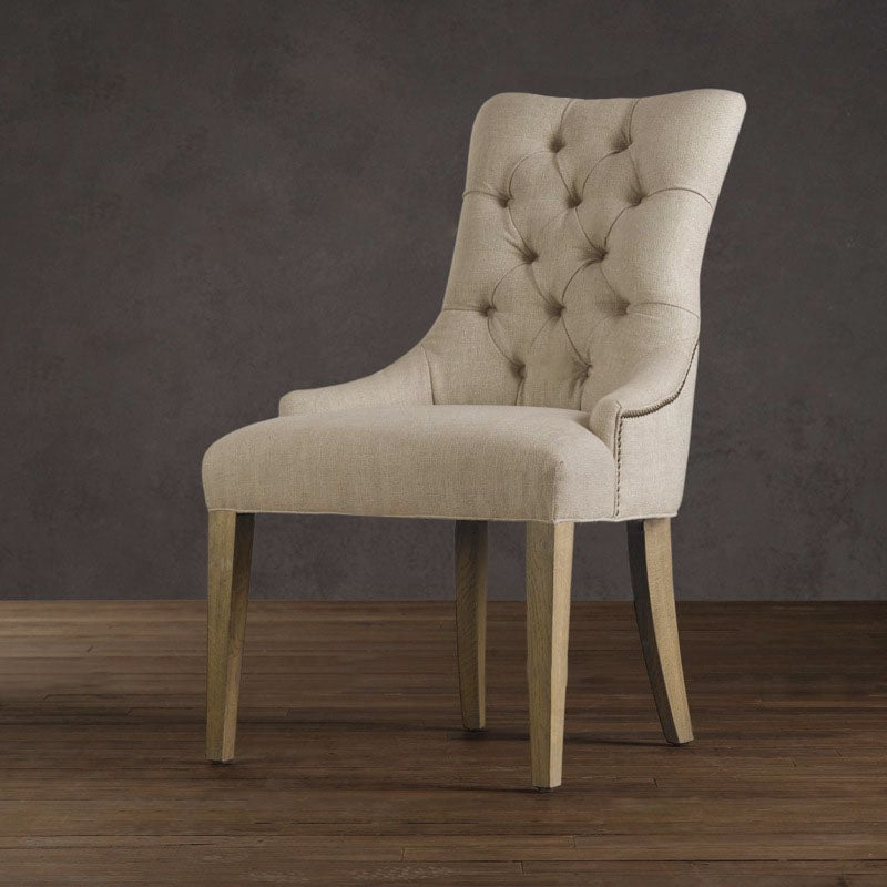 Scandinavian Thick Linen Wood Dining Chair