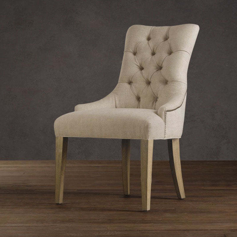 Scandinavian Thick Linen Wood Dining Chair